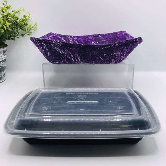 Microwave Takeout Container Cozy! Cozy For Takeout Purple Swirl Dots Cottage - Picture 2 of 6